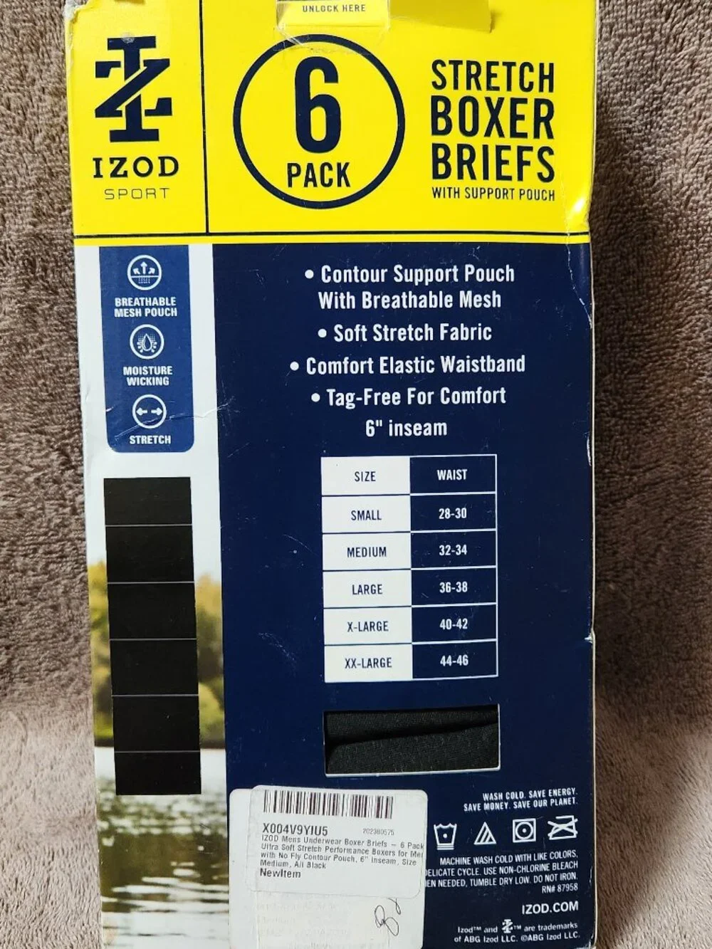 IZOD Sport Men's Stretch Boxer Briefs - 6 Pack - Medium - NEW